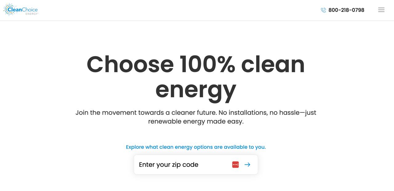 CleanChoice Energy — Clean Energy | Pollox portfolio